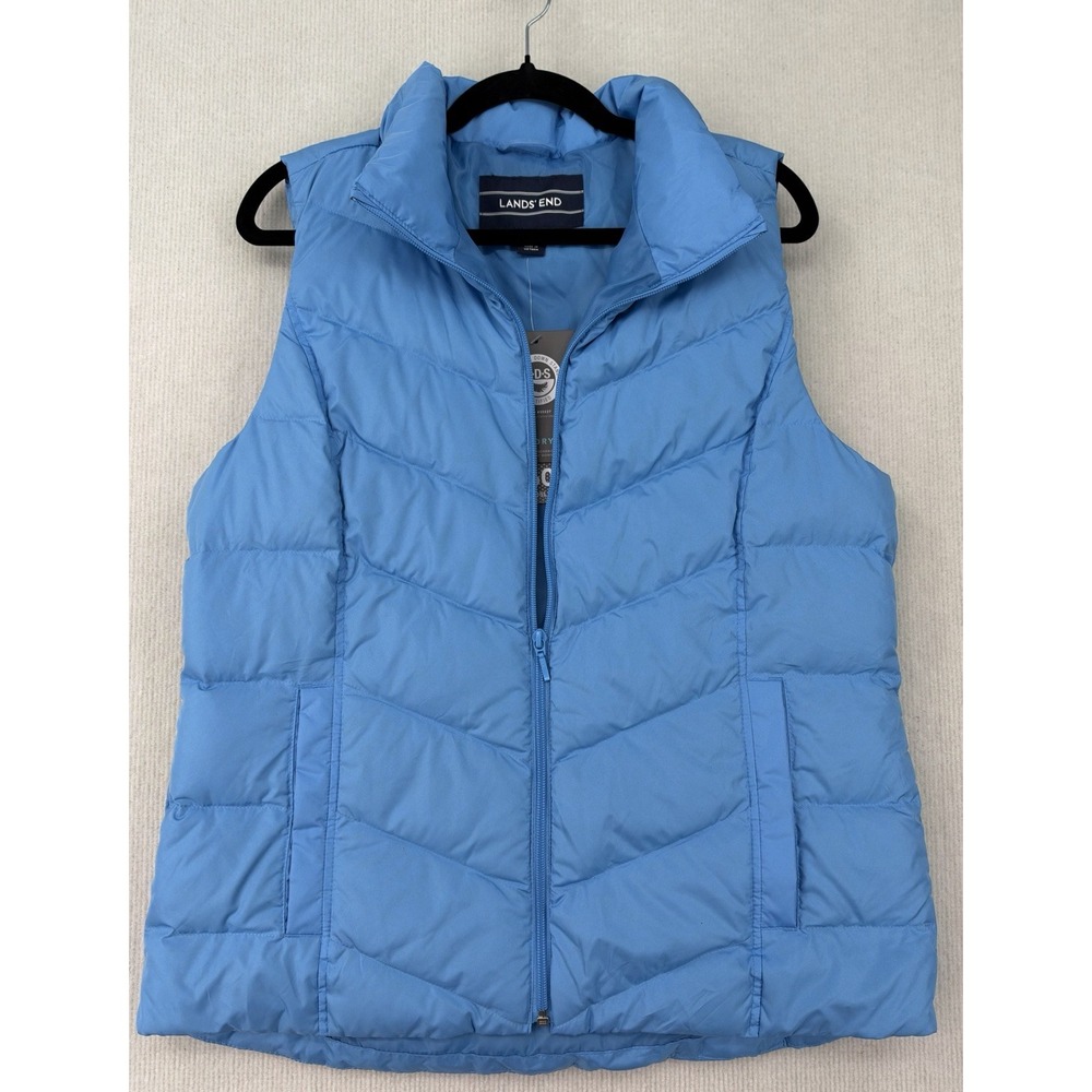 NWT Lands' End Women's M 10-12 Down Puffer Vest 600 Fill HyperDRY Blue